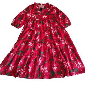 NWT Michelle Mcdowell Medium Pretty Poinsettias Christmas Dress